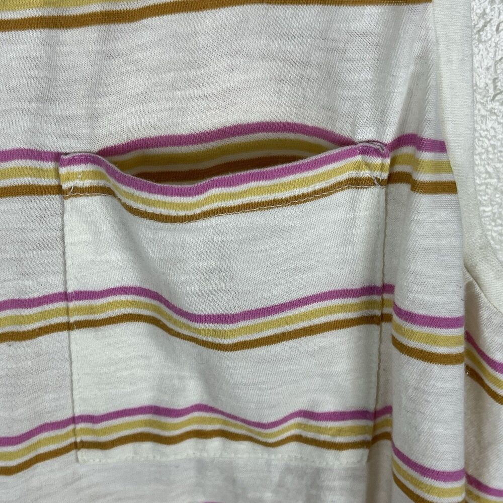 Patagonia Women’s Small Striped Sleeveless Tank Top Pocket White Pink Casual - Picture 5 of 9